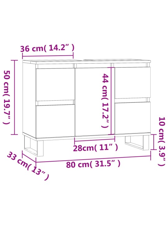Koupelnová skříňka lesklá bílá 80 x 33 x 60 cm kompozitní dřevo