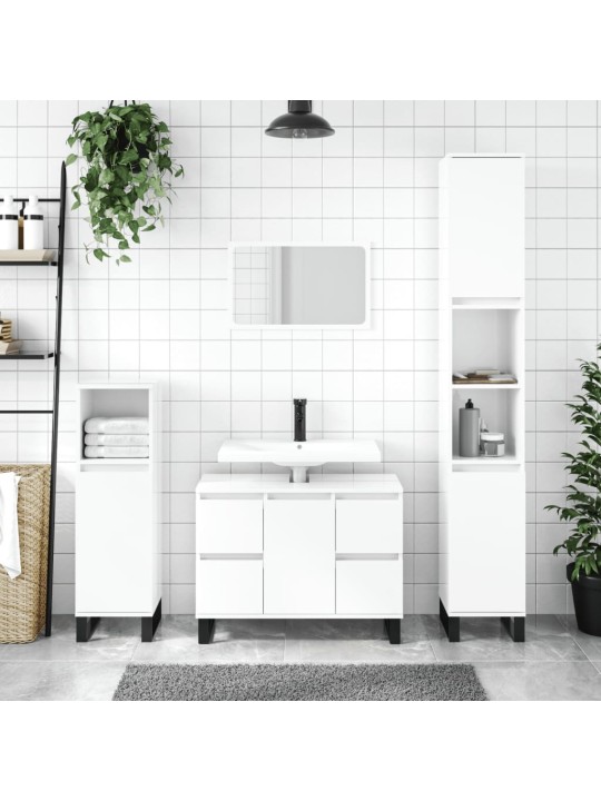 Koupelnová skříňka lesklá bílá 80 x 33 x 60 cm kompozitní dřevo