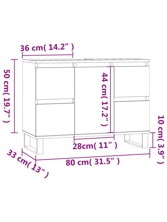 Koupelnová skříňka hnědý dub 80 x 33 x 60 cm kompozitní dřevo