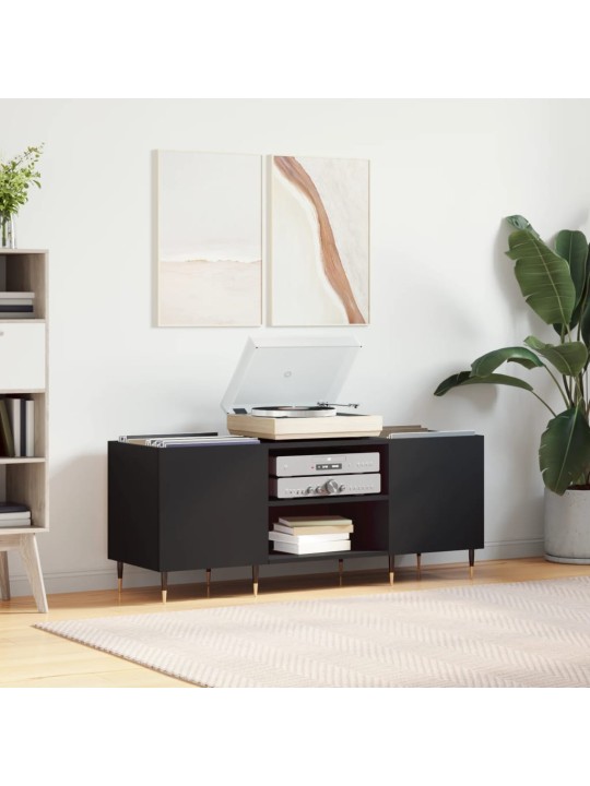 Skříňka na LP desky černá 121 x 38 x 48 cm kompozitní dřevo