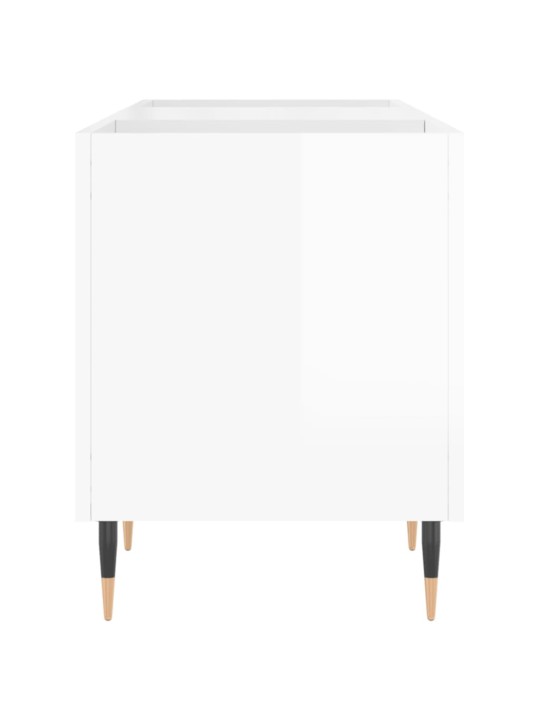 Skříňka na LP desky lesklá bílá 121x38x48 cm kompozitní dřevo