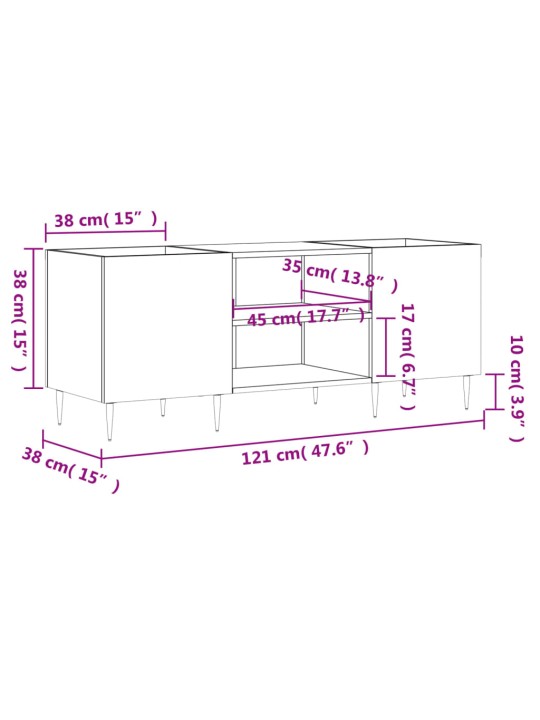 Skříňka na LP desky betonově šedá 121x38x48 cm kompozitní dřevo