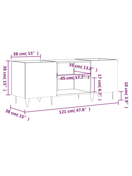 Skříňka na LP desky betonově šedá 121x38x48 cm kompozitní dřevo
