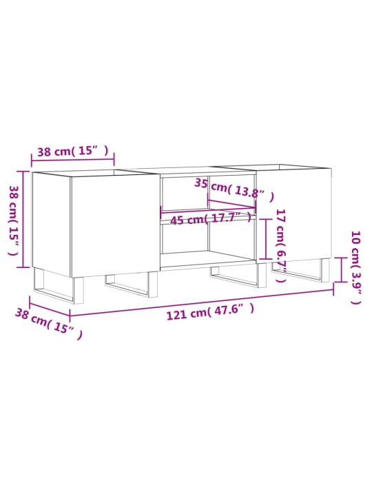 Skříňka na LP desky betonově šedá 121x38x48 cm kompozitní dřevo