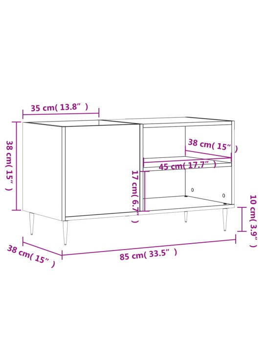 Skříňka na LP desky černá 85 x 38 x 48 cm kompozitní dřevo