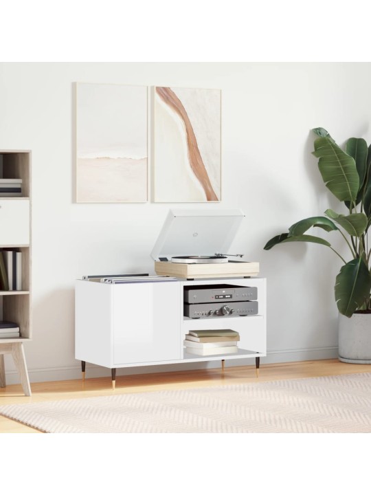 Skříňka na LP desky lesklá bílá 85x38x48 cm kompozitní dřevo