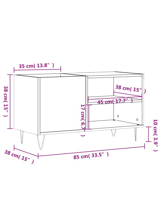 Skříňka na LP desky lesklá bílá 85x38x48 cm kompozitní dřevo