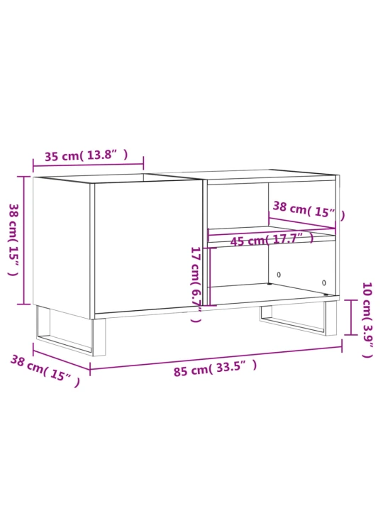 Skříňka na LP desky lesklá bílá 85x38x48 cm kompozitní dřevo
