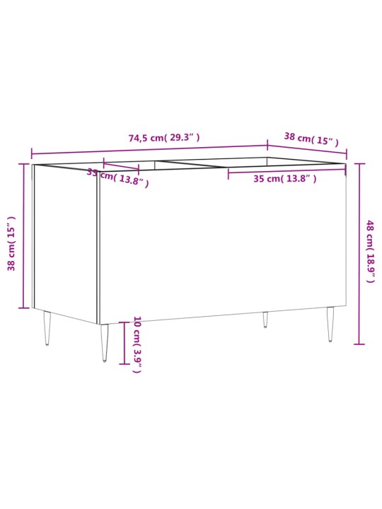 Skříňka na LP desky bílá 74,5 x 38 x 48 cm kompozitní dřevo