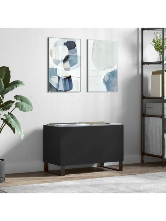 Skříňka na LP desky černá 74,5 x 38 x 48 cm kompozitní dřevo