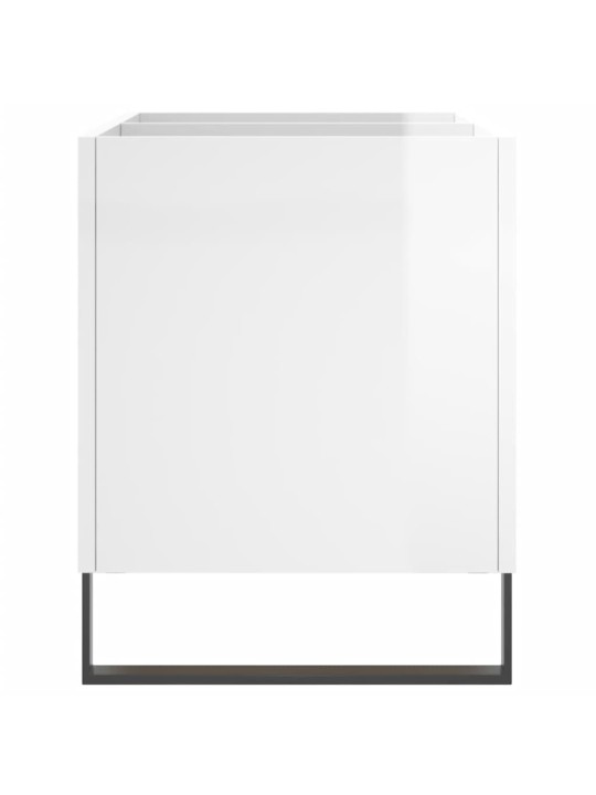 Skříňka na LP desky lesklá bílá 74,5x38x48 cm kompozitní dřevo