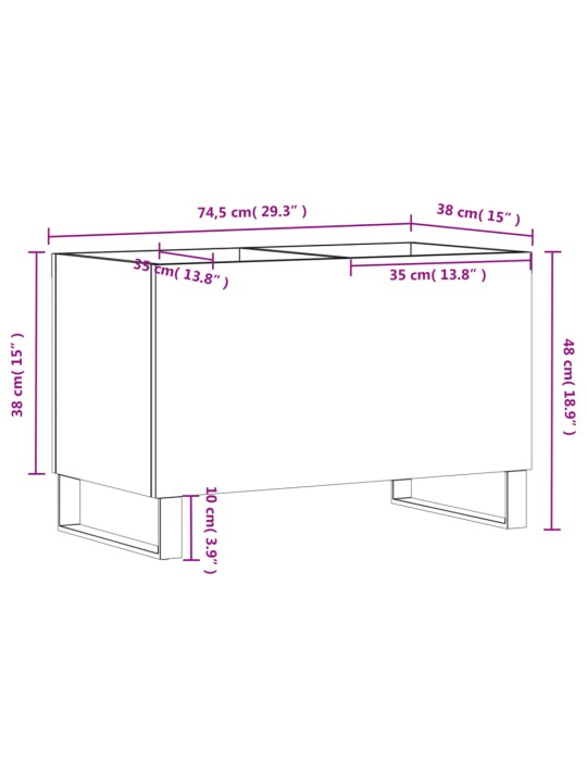 Skříňka na LP desky dub sonoma 74,5x38x48 cm kompozitní dřevo