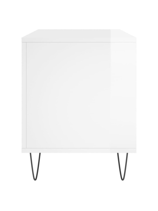 Skříňka na LP desky lesklá bílá 100x38x48 cm kompozitní dřevo