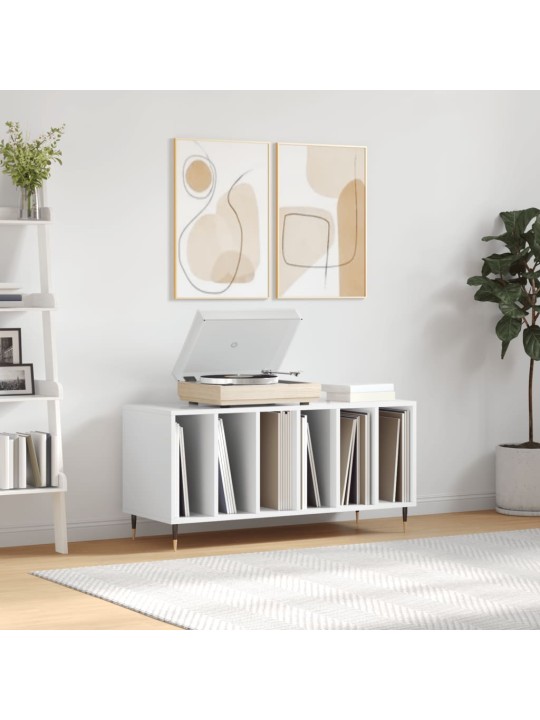 Skříňka na LP desky lesklá bílá 100x38x48 cm kompozitní dřevo