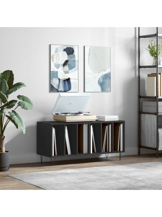 Skříňka na LP desky černá 100 x 38 x 48 cm kompozitní dřevo
