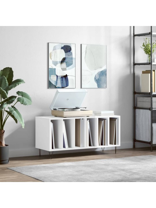 Skříňka na LP desky lesklá bílá 100x38x48 cm kompozitní dřevo