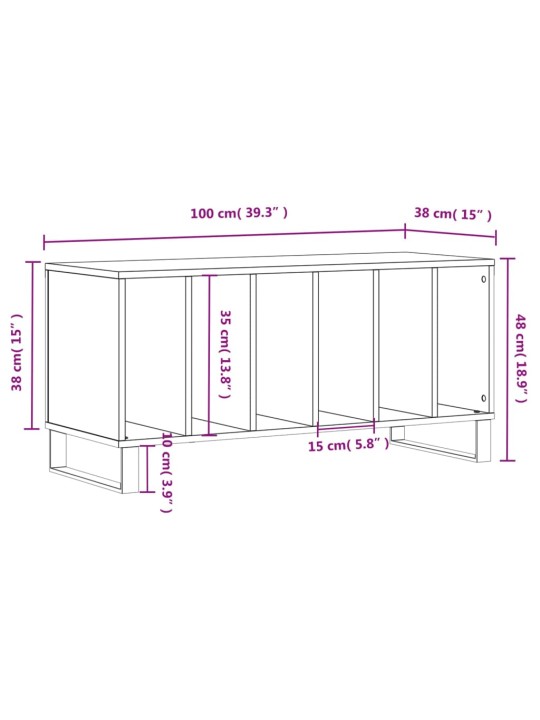 Skříňka na LP desky kouřový dub 100x38x48 cm kompozitní dřevo