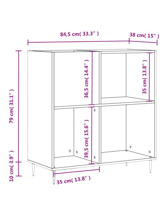 Skříňka na LP desky bílá 84,5 x 38 x 89 cm kompozitní dřevo