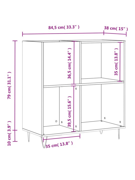 Skříňka na LP desky dub sonoma 84,5x38x89 cm kompozitní dřevo