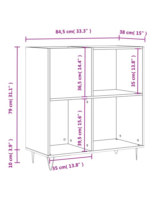 Skříňka na LP desky betonově šedá 84,5x38x89cm kompozitní dřevo