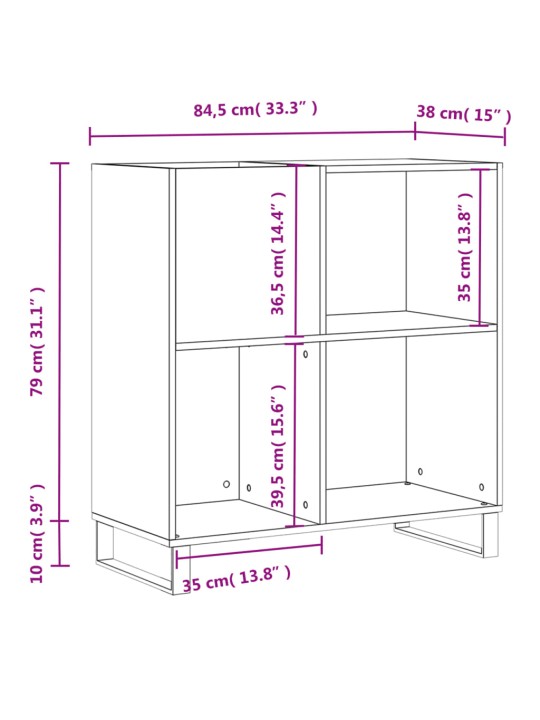 Skříňka na LP desky dub sonoma 84,5x38x89 cm kompozitní dřevo
