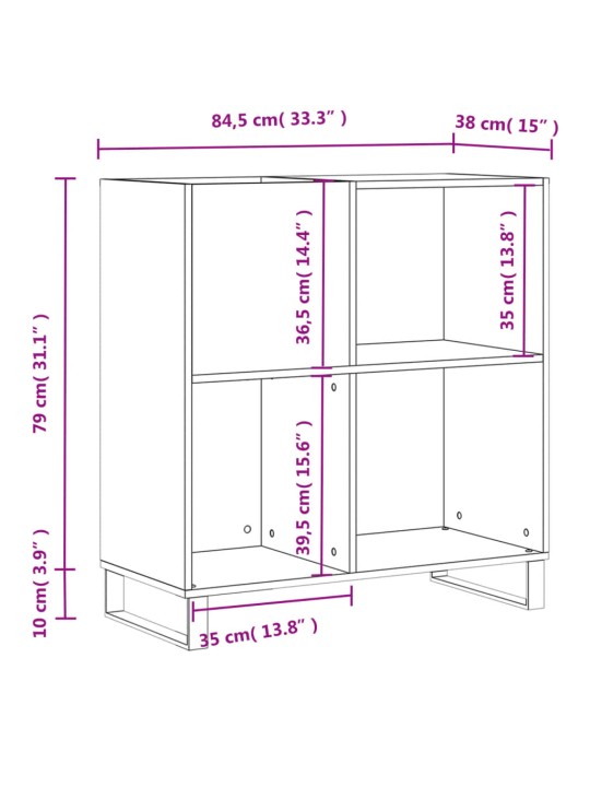 Skříňka na LP desky kouřový dub 84,5x38x89 cm kompozitní dřevo