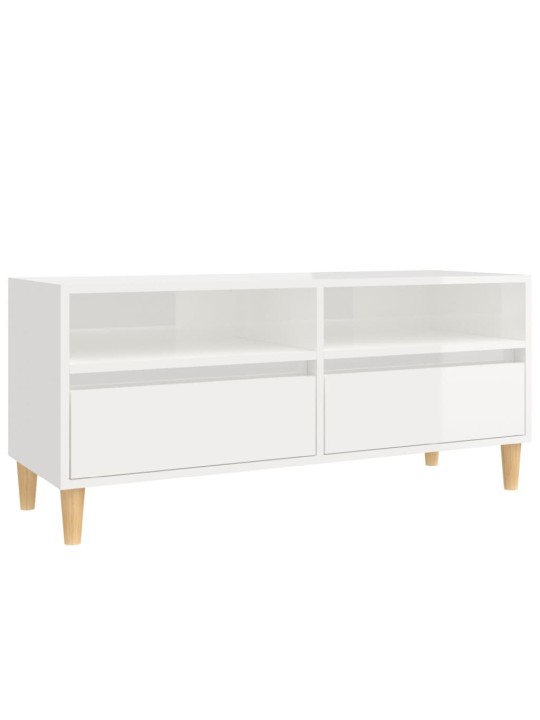 TV skříňka bílá vysoký lesk 100x34,5x44,5 cm kompozitní dřevo