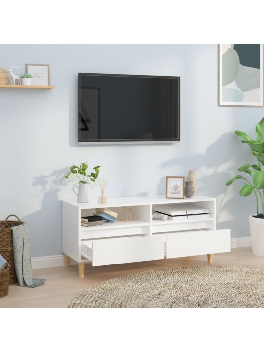 TV skříňka bílá vysoký lesk 100x34,5x44,5 cm kompozitní dřevo