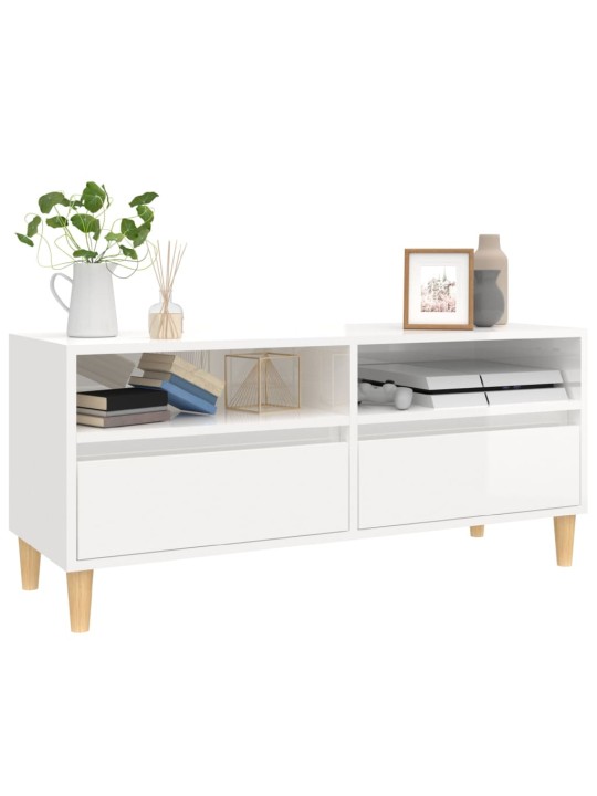 TV skříňka bílá vysoký lesk 100x34,5x44,5 cm kompozitní dřevo