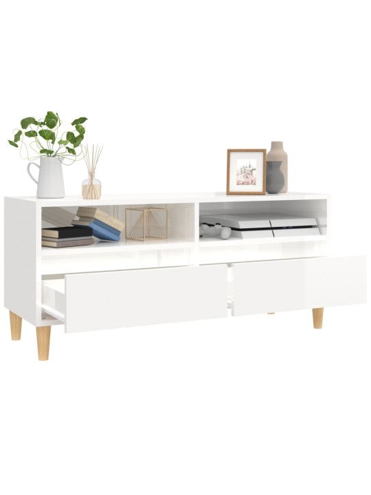 TV skříňka bílá vysoký lesk 100x34,5x44,5 cm kompozitní dřevo