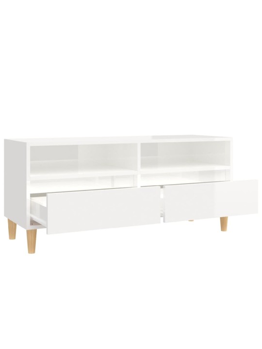TV skříňka bílá vysoký lesk 100x34,5x44,5 cm kompozitní dřevo
