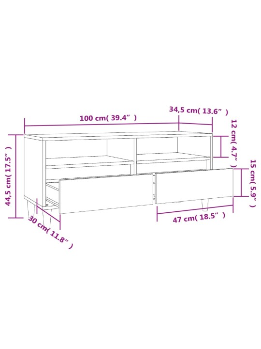 TV skříňka šedá sonoma 100 x 34,5 x 44,5 cm kompozitní dřevo