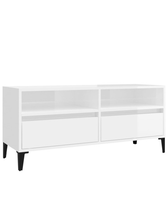 TV skříňka bílá vysoký lesk 100x34,5x44,5 cm kompozitní dřevo