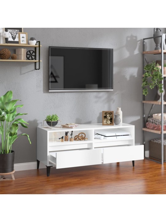 TV skříňka bílá vysoký lesk 100x34,5x44,5 cm kompozitní dřevo