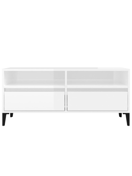 TV skříňka bílá vysoký lesk 100x34,5x44,5 cm kompozitní dřevo