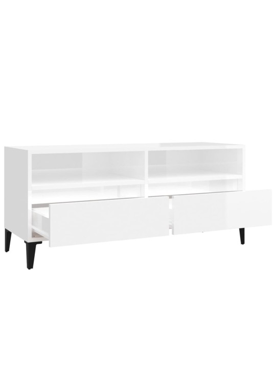 TV skříňka bílá vysoký lesk 100x34,5x44,5 cm kompozitní dřevo