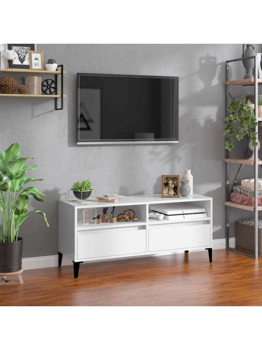 TV skříňka bílá vysoký lesk 100x34,5x44,5 cm kompozitní dřevo