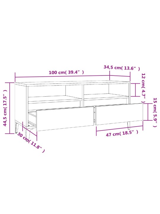 TV skříňka šedá sonoma 100 x 34,5 x 44,5 cm kompozitní dřevo