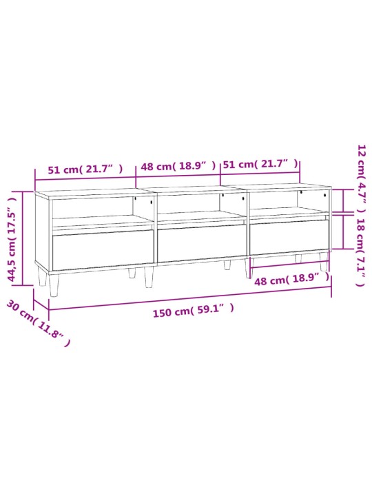 TV skříňka betonově šedá 150 x 30 x 44,5 cm kompozitní dřevo