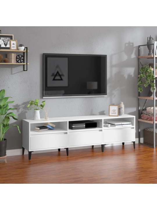 TV skříňka bílá 150 x 30 x 44,5 cm kompozitní dřevo