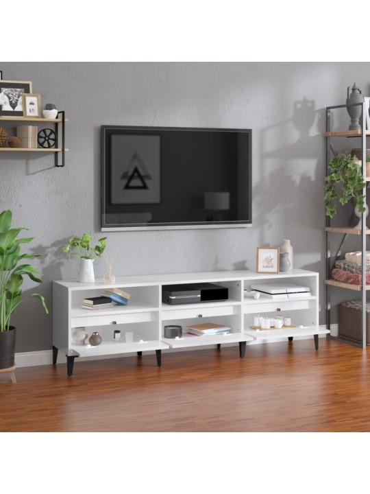 TV skříňka bílá vysoký lesk 150 x 30 x 44,5 cm kompozitní dřevo
