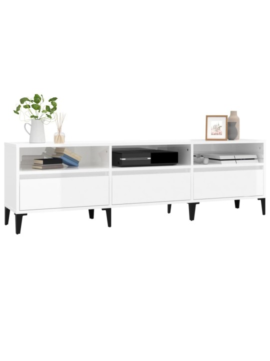 TV skříňka bílá vysoký lesk 150 x 30 x 44,5 cm kompozitní dřevo