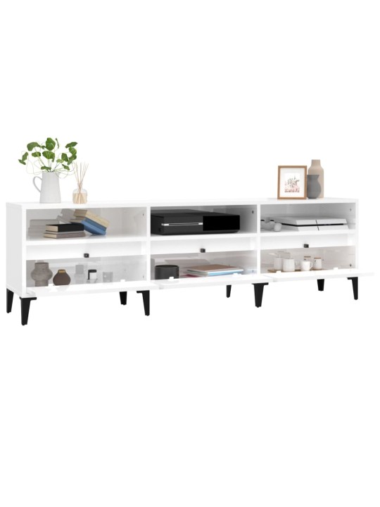 TV skříňka bílá vysoký lesk 150 x 30 x 44,5 cm kompozitní dřevo