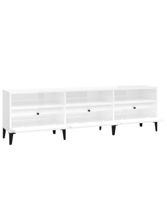 TV skříňka bílá vysoký lesk 150 x 30 x 44,5 cm kompozitní dřevo