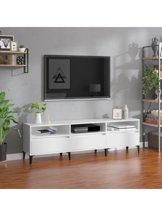 TV skříňka bílá vysoký lesk 150 x 30 x 44,5 cm kompozitní dřevo