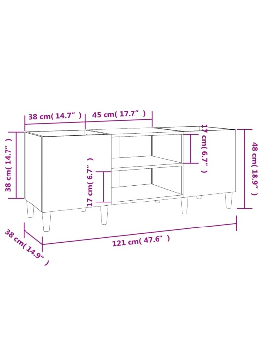 Skříňka na LP desky černá 121 x 38 x 48 cm kompozitní dřevo