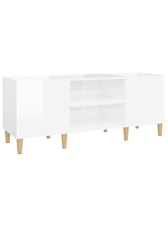 Skříňka na LP desky lesklá bílá 121x38x48 cm kompozitní dřevo