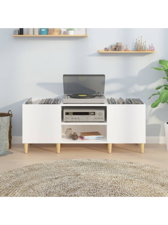 Skříňka na LP desky lesklá bílá 121x38x48 cm kompozitní dřevo