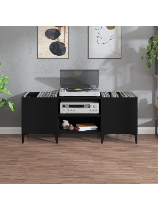 Skříňka na LP desky černá 121 x 38 x 48 cm kompozitní dřevo
