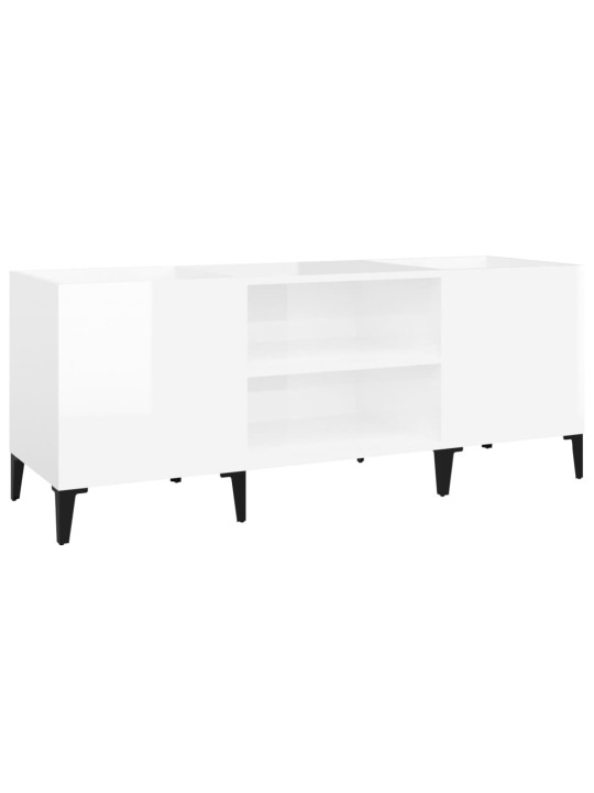 Skříňka na LP desky lesklá bílá 121x38x48 cm kompozitní dřevo